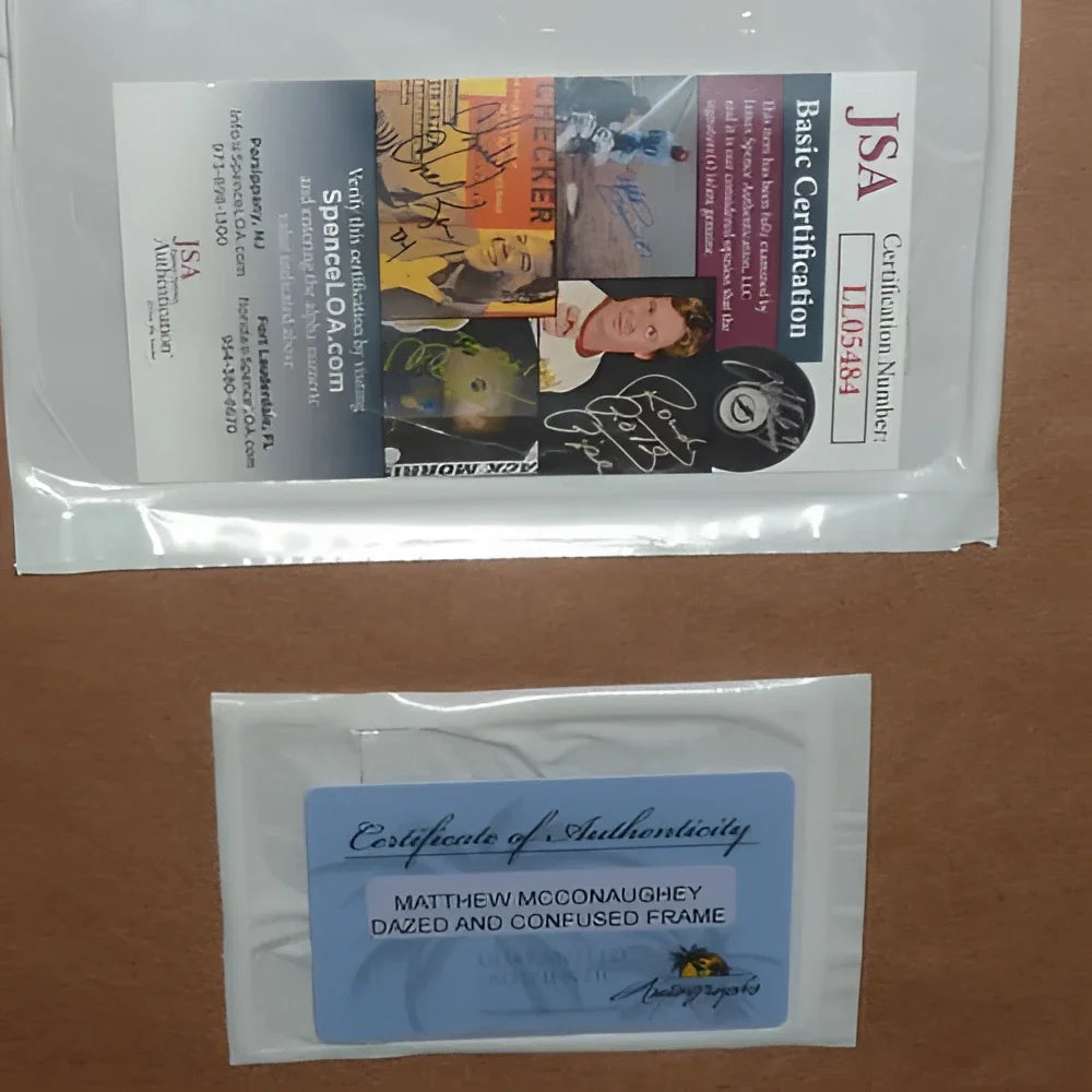 Matthew McConaughey autographed Dazed and Confused certificate of authenticity