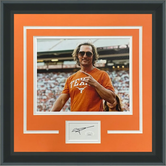 Matthew McConaughey autographed Texas Longhorns signature series frame