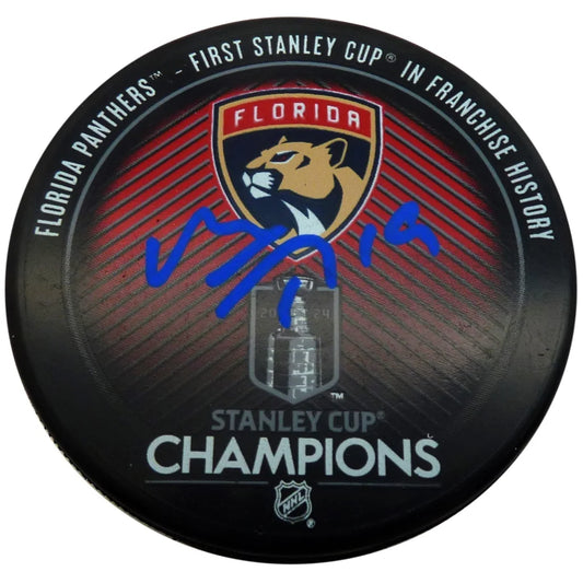 Matthew Tkachuk autographed Florida Panthers 2024 Stanley Cup Champions puck