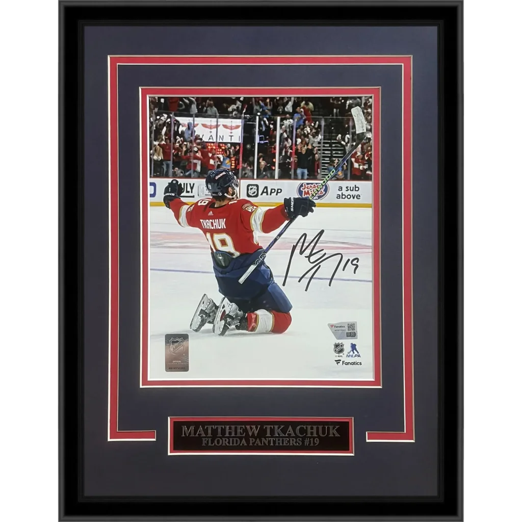Autographed Florida Panthers deluxe framed 11x14 photo of Matthew Tkachuk in #19 jersey