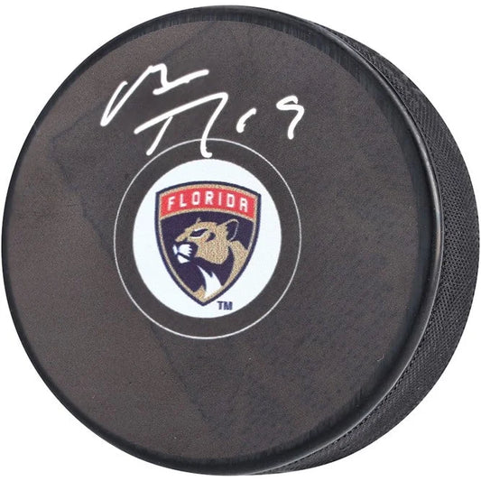 Matthew Tkachuk autographed Florida Panthers hockey puck with logo