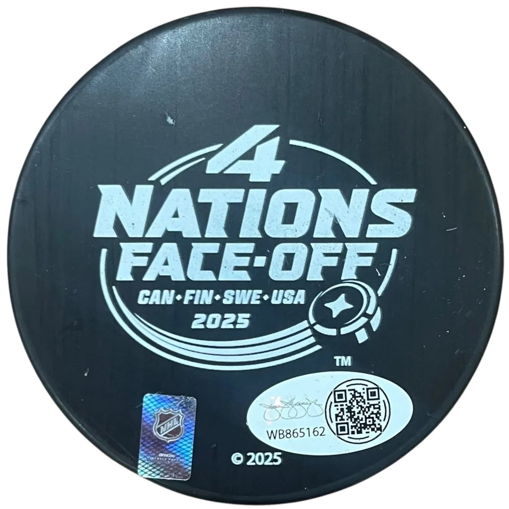 Matthew Tkachuk autographed Team USA 4 Nations hockey puck with JSA