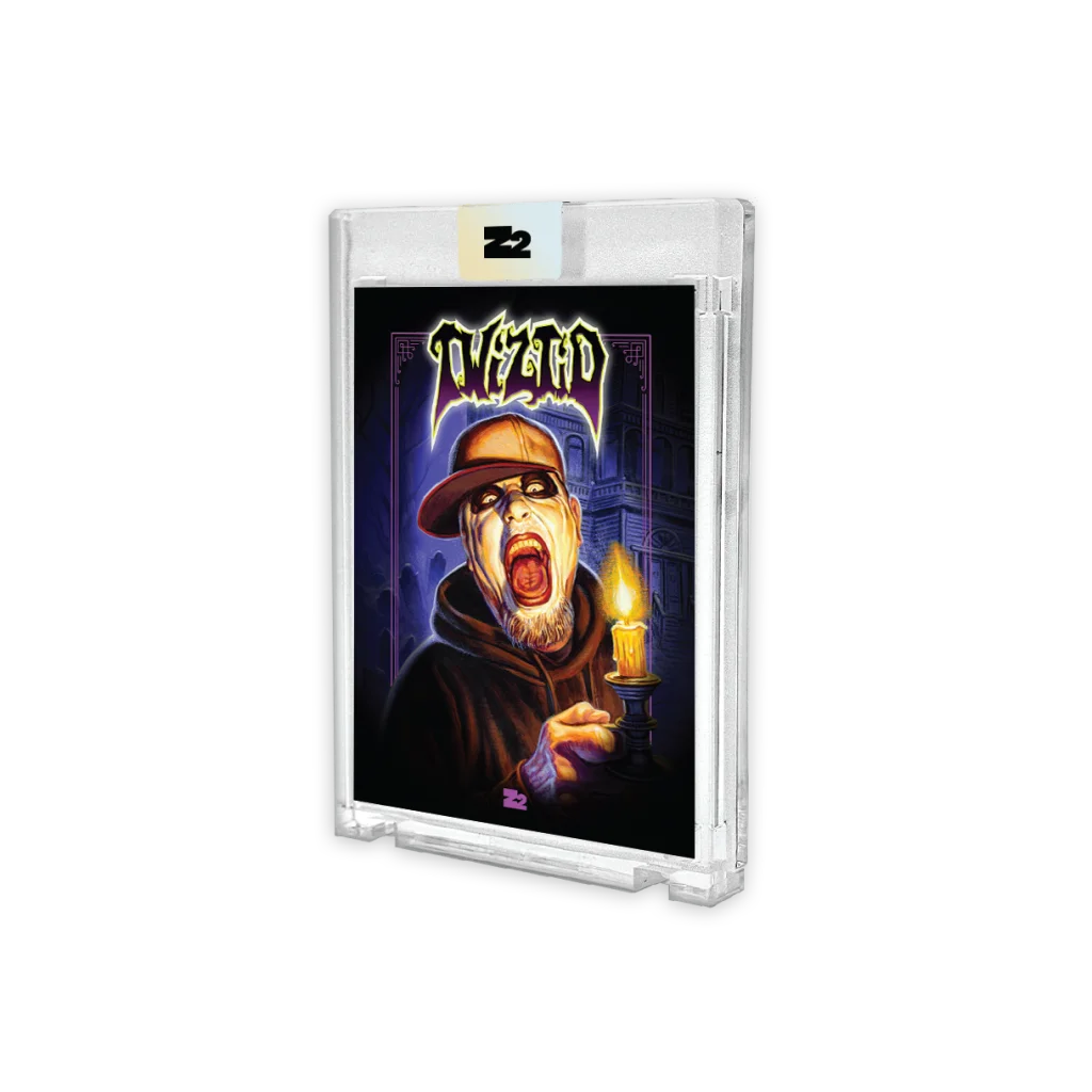 Mayhem Manor graphic novel with Monoxide trading card showing screaming man in hoodie holding a lit candle