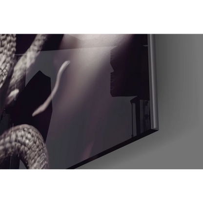 Sleek Medusa serpent glass wall art black and white canvas print