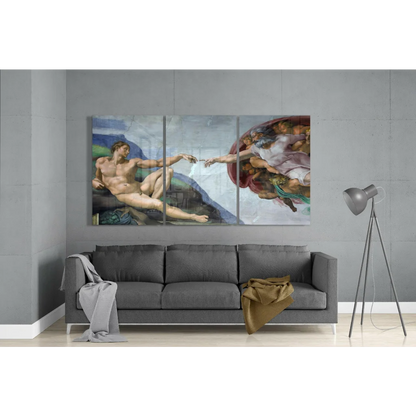 Michelangelo Creation of Adam Triptych Wall Art Canvas Print | Modern Wall Art Decor | vintageantiquesgifts.com