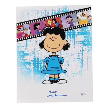 Colorful Melanie Kohn signed Lucy Van Pelt Peanuts animation cel with filmstrip scene