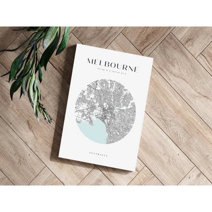 Cool blue toned Melbourne city map aluminum print poster