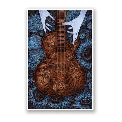 Melissa Etheridge Deluxe Illustrated Guitar Music Book with brown guitar and blue flowers