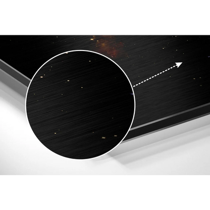Black brushed aluminium dibond metal print with cosmic portrait
