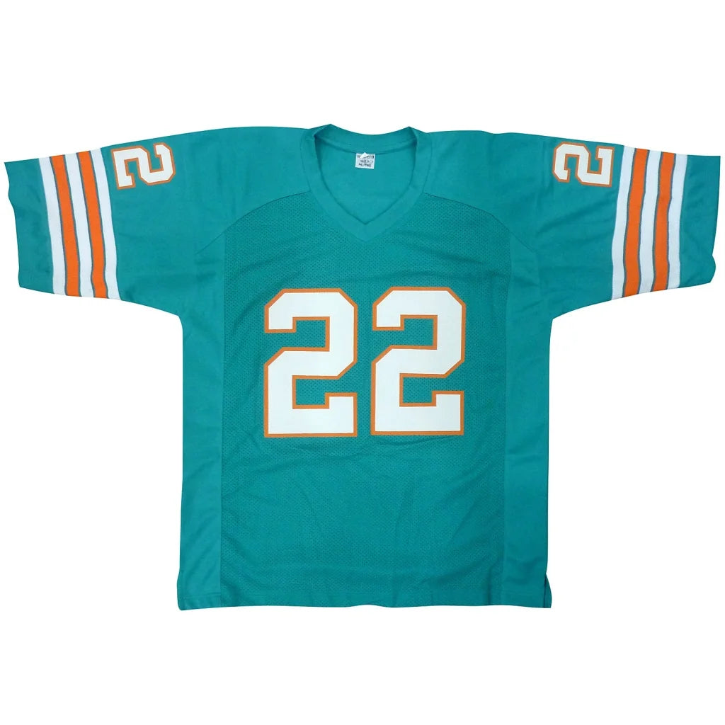 Teal Mercury Morris signed Miami Dolphins custom jersey 1972