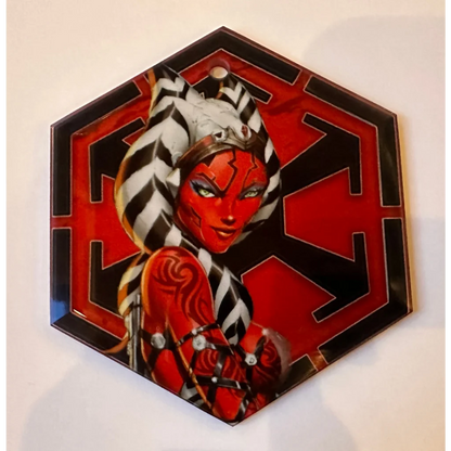 Merry Sithmas glass ornaments with red black hexagonal Sith armor design