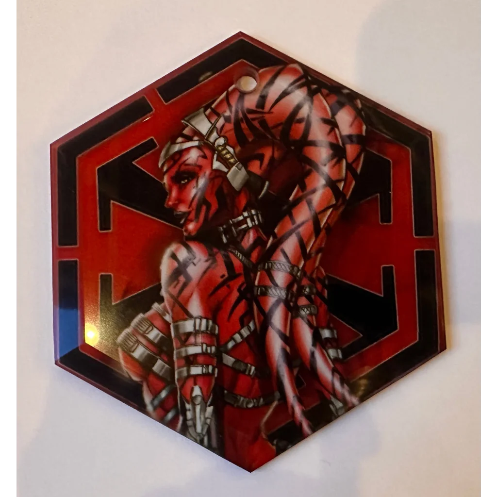 Merry Sithmas glass ornaments with red black hexagonal cyberpunk armor