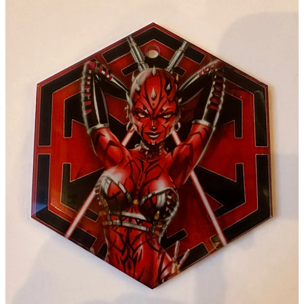 Red Darth Maul hexagonal metal wall art Merry Sithmas glass ornament