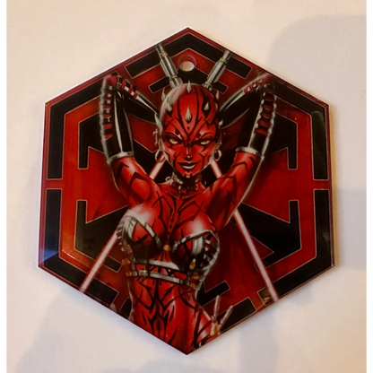 Red Darth Maul hexagonal metal wall art Merry Sithmas glass ornament