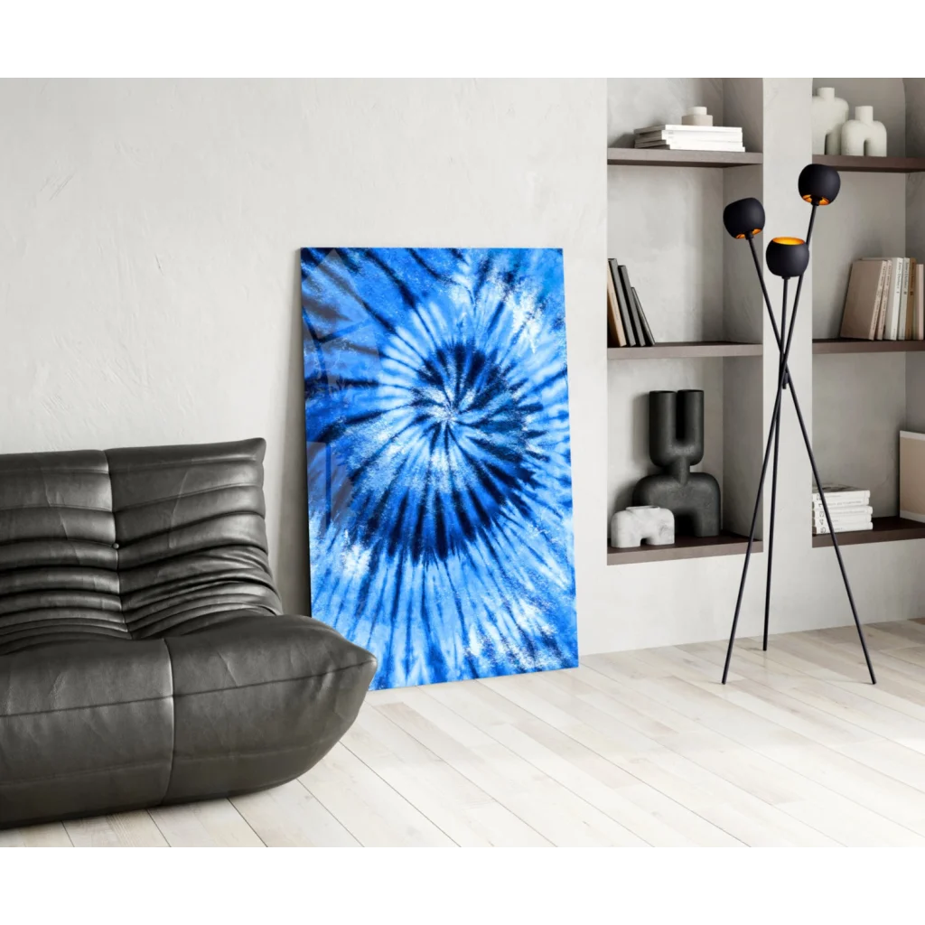 Mesmerizing blue spiral tie-dye canvas wall art