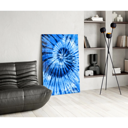 Mesmerizing blue spiral tie-dye canvas wall art