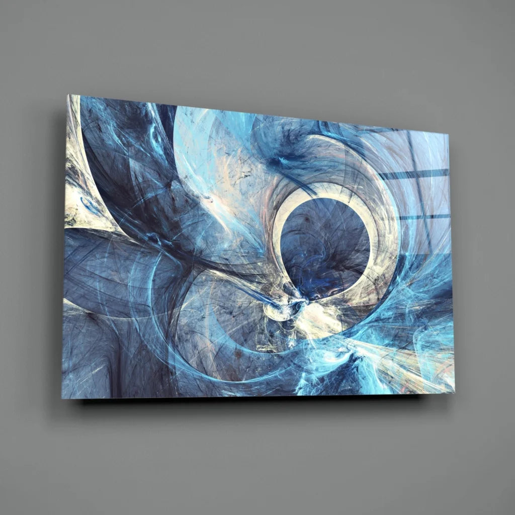 Mesmerizing blue swirl glass wall art canvas with abstract fractal