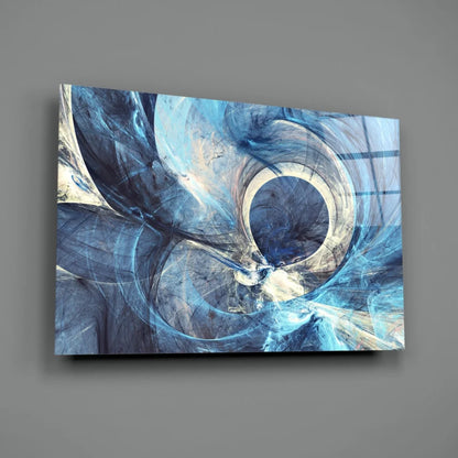 Mesmerizing blue swirl glass wall art canvas with abstract fractal
