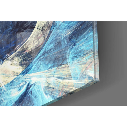 Mesmerizing blue swirl glass wall art canvas with textured abstract forms