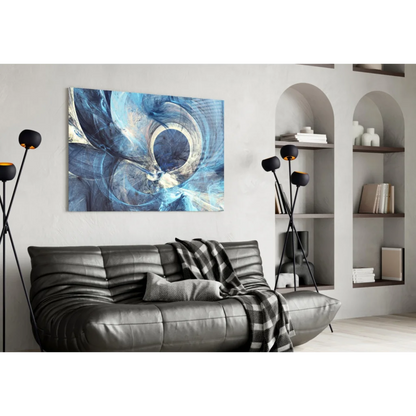 Mesmerizing blue swirl glass wall art canvas on wall
