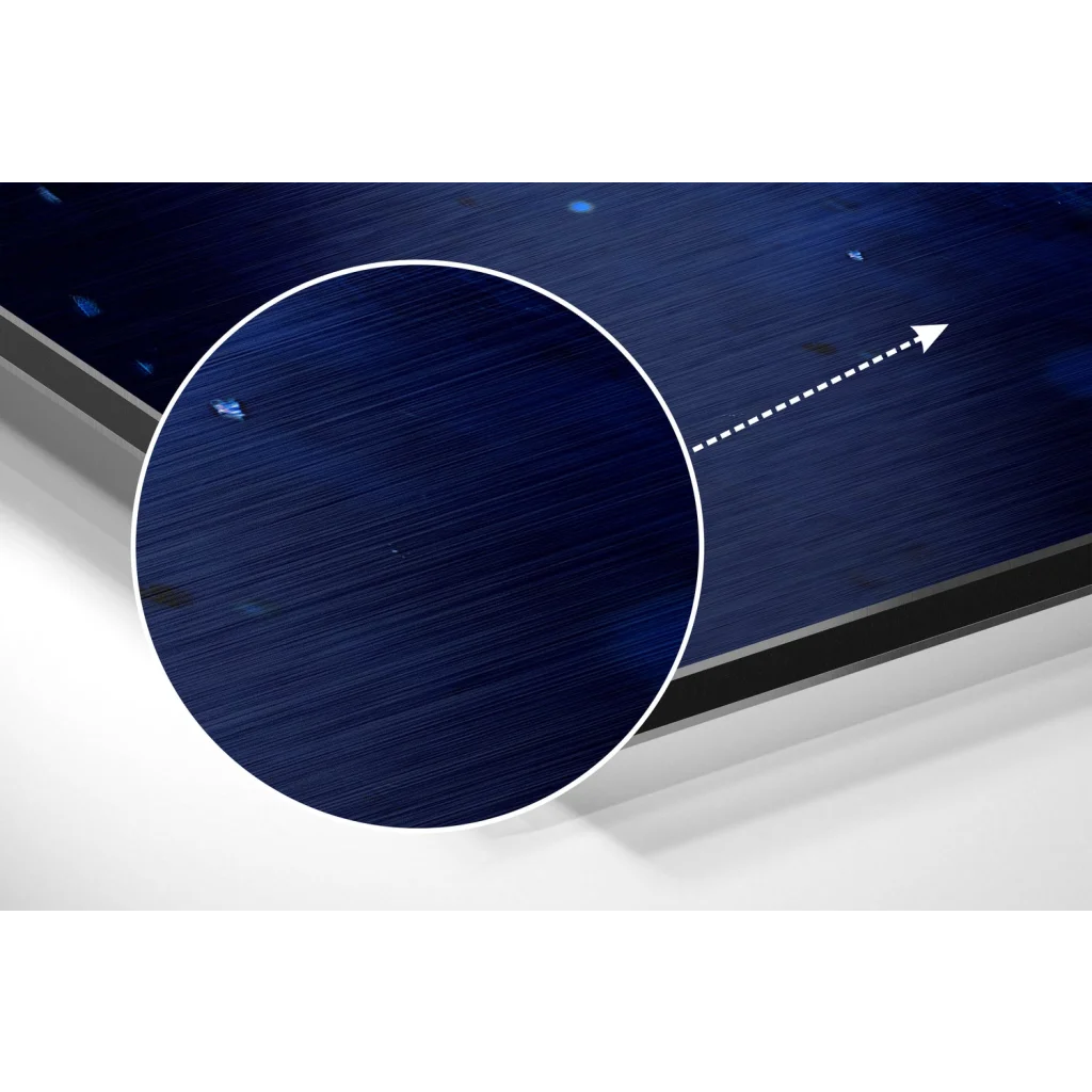 Deep blue brushed aluminium dibond wall art with subtle texture