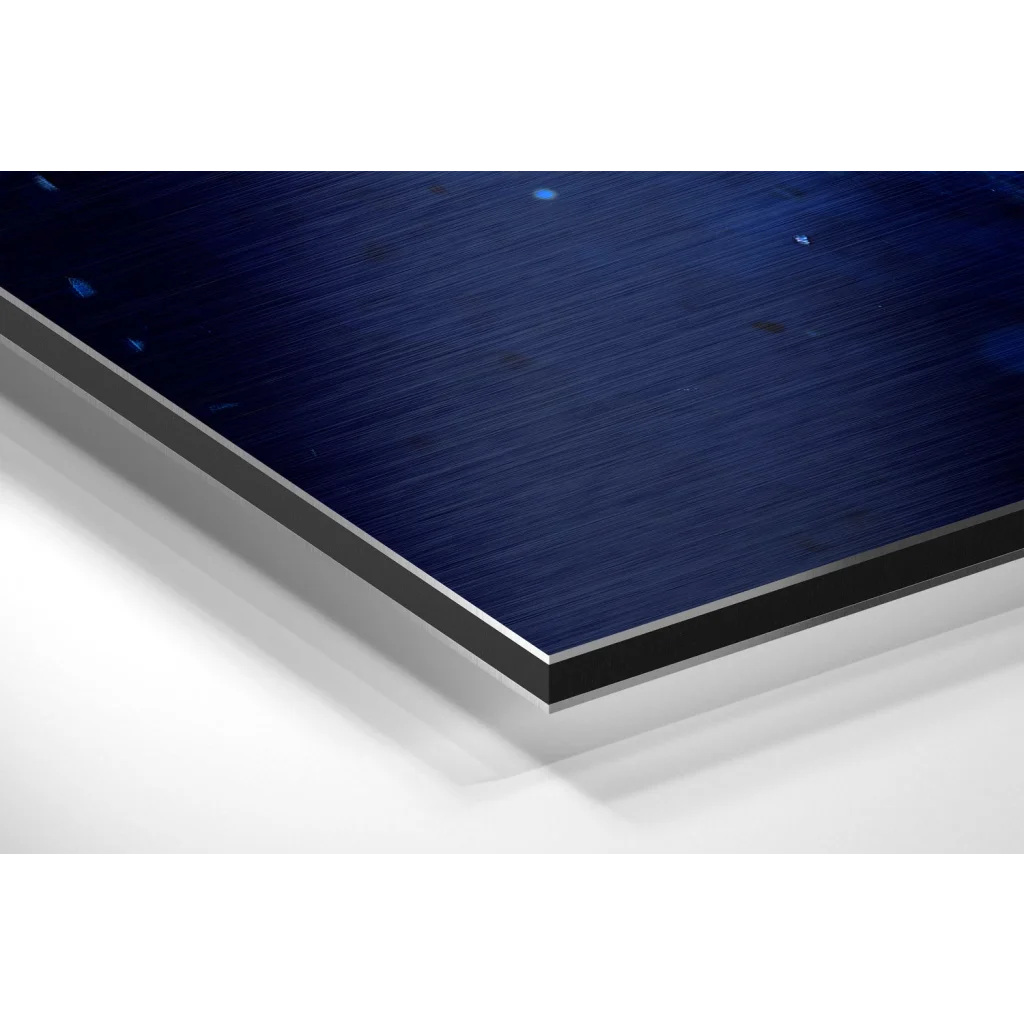 Stunning brushed aluminium dibond wall art in dark blue metal finish