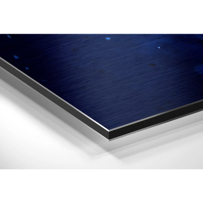Stunning brushed aluminium dibond wall art in dark blue metal finish
