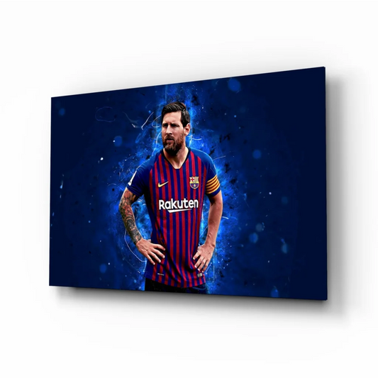 Lionel Messi Barcelona jersey wall art canvas print in blue red stripes