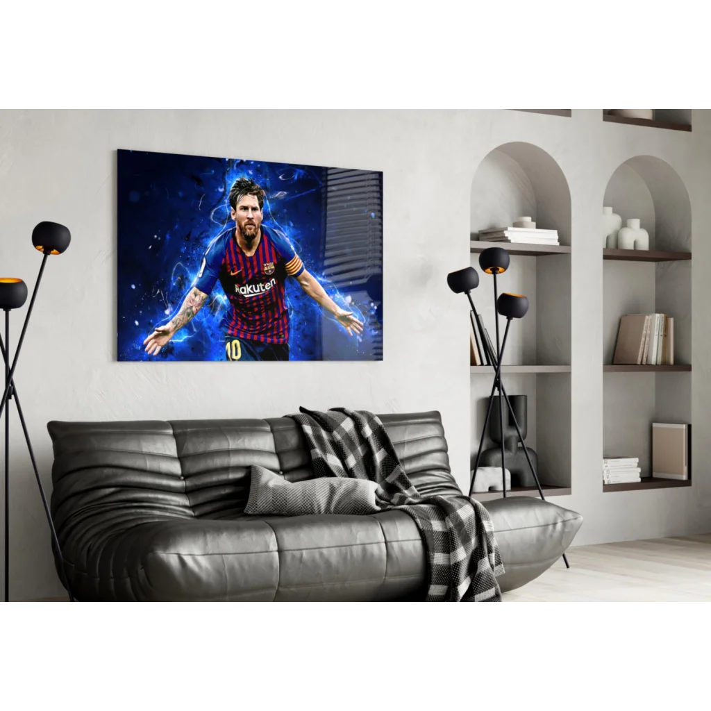 Lionel Messi in Barcelona FC jersey action poster wall art print