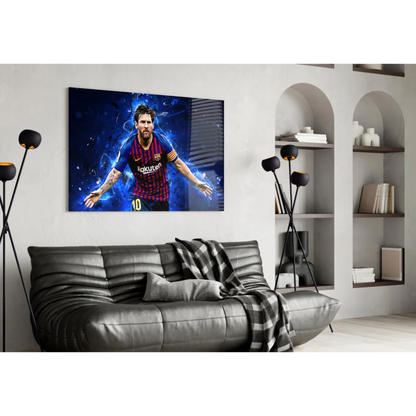 Lionel Messi in Barcelona FC jersey action poster wall art print