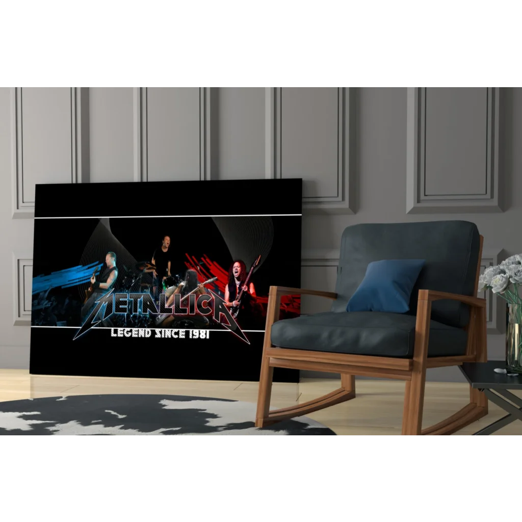 Metallica Legend Since 1981 black canvas wall art with logo and concert scene