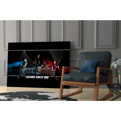 Metallica Legend Since 1981 black canvas wall art with logo and concert scene
