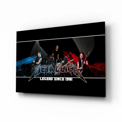 Metallica Legend Since 1981 black canvas wall art with logo and concert scene