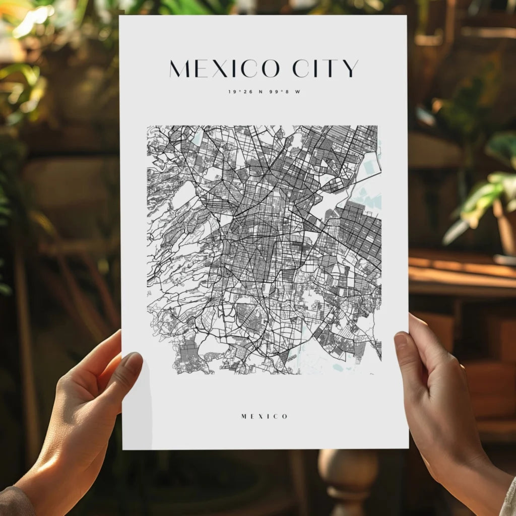 Stunning Mexico City map on insigne aluminum print