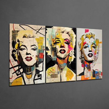 Triptych Pop Art Blonde Glass Wall Art