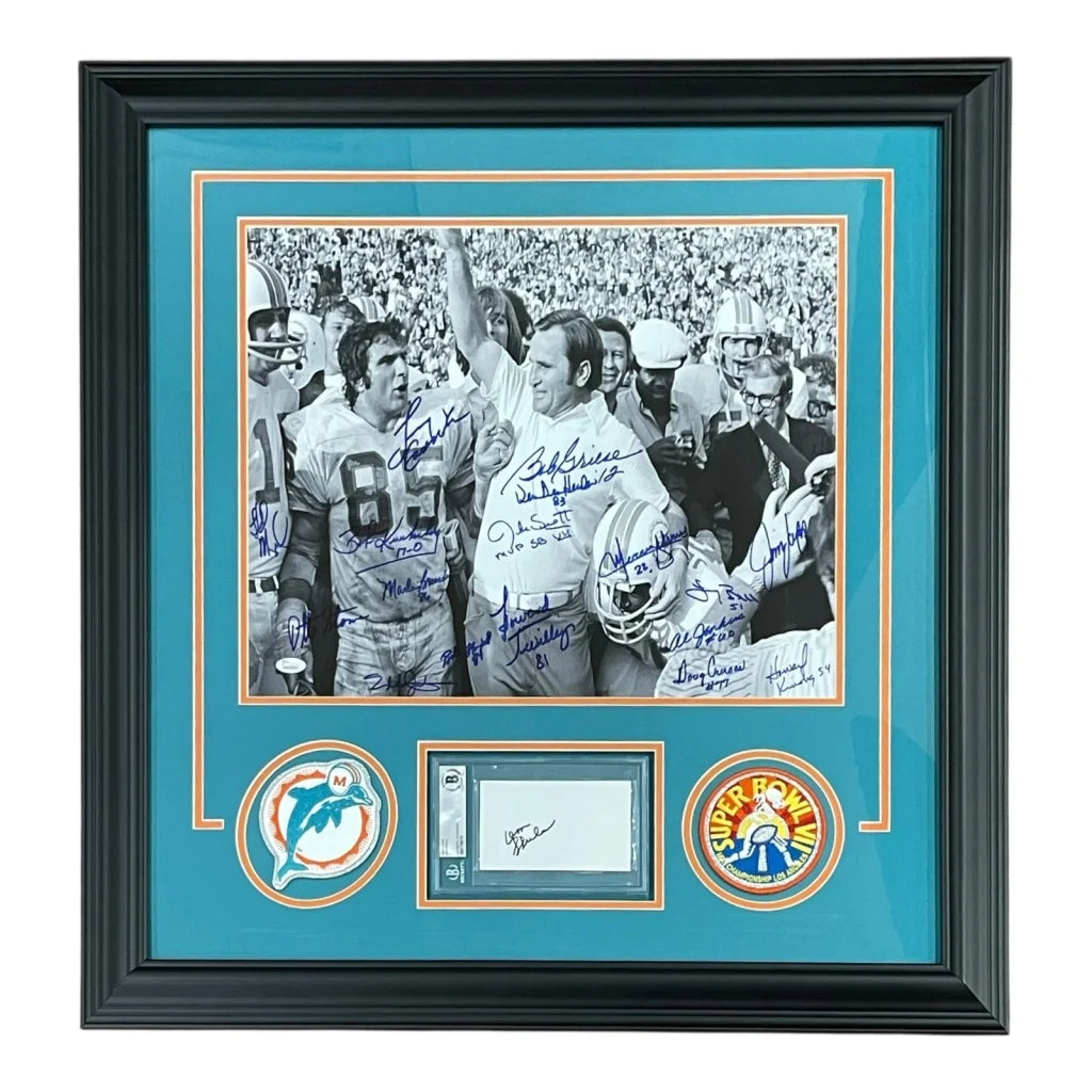 Miami Dolphins team 1972 perfect season framed photo with Don Shula