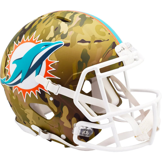 Miami Dolphins Authentic Camo Helmet Full Size NFL Official | Creative Sports | vintageantiquesgifts.com