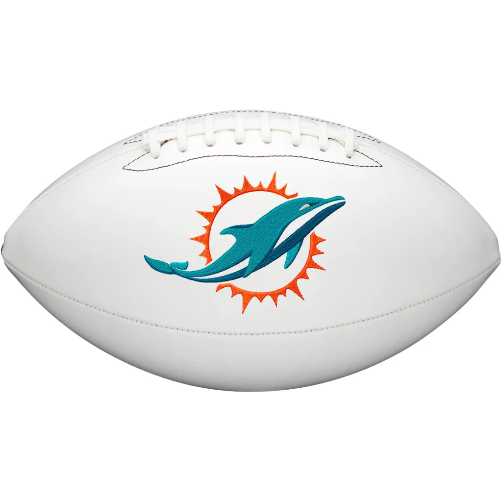 Miami Dolphins white football with logo for autographs