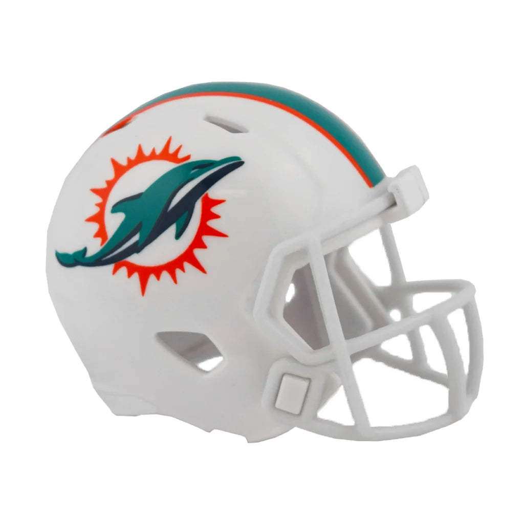 Miami Dolphins Riddell Speed mini helmet with white helmet and teal orange logo