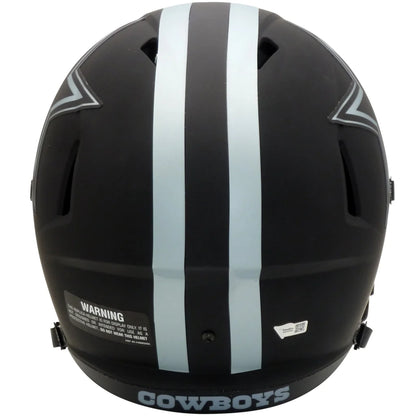 Black matte autographed dallas cowboys micah parsons replica helmet with silver stripes and star logos