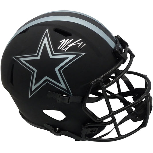 Black matte autographed Dallas Cowboys Micah Parsons replica full-size helmet with silver star logo for fans