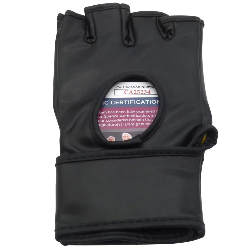 Michael Bisping autographed UFC fighting glove with black fingerless design