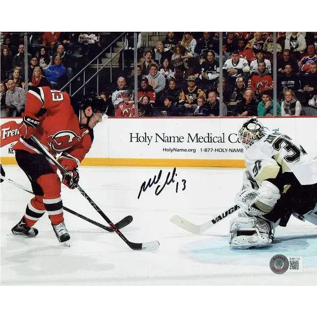 Signed Devils autographed 8x10 photo of Michael Cammalleri with jersey and goalie