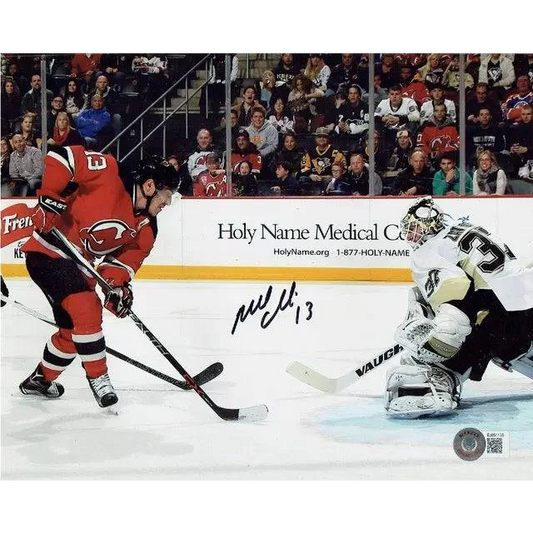 Signed Devils autographed 8x10 photo of Michael Cammalleri with jersey and goalie