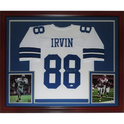 Michael Irvin autographed deluxe framed Cowboys jersey with Irvin 88