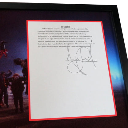 Michael Jackson autographed contract framed display with JSA BAS