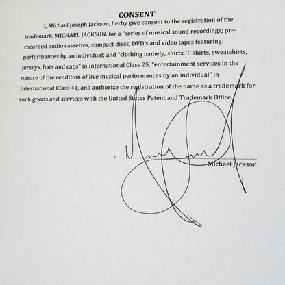 Michael Jackson autographed contract with black ink signature, JSA BAS framed