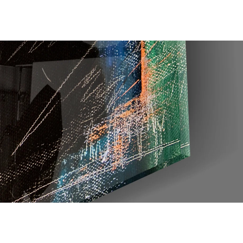 Vibrant Michael Jackson fedora abstract glass wall art print