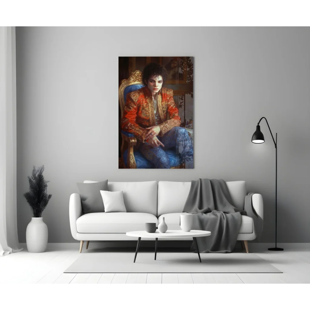 Michael Jackson regal portrait glass wall art on vibrant canvas