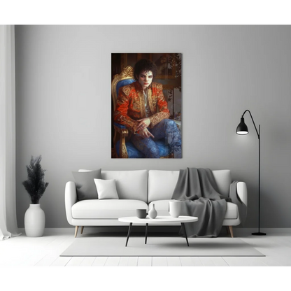 Michael Jackson regal portrait glass wall art on vibrant canvas